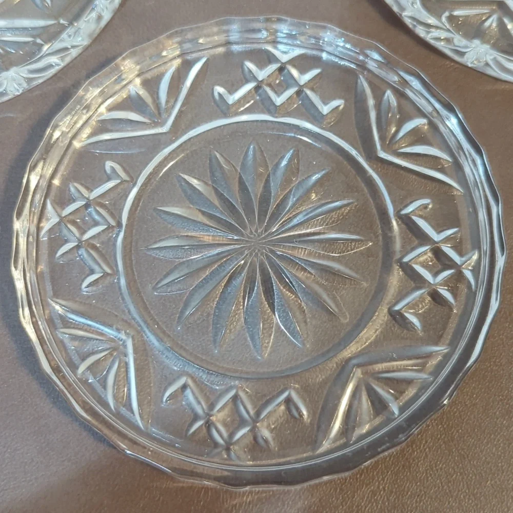 4 Piece Godinger Crystal Dublin Glass Coaster Set Table Protector